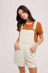 Cream Corduroy Short Overalls