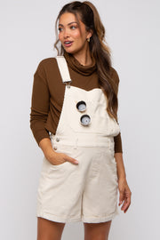 Cream Corduroy Maternity Short Overalls