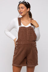 Mocha Corduroy Maternity Short Overalls