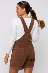 Mocha Corduroy Maternity Short Overalls