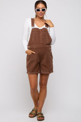 Mocha Corduroy Maternity Short Overalls