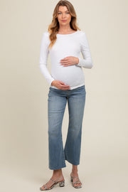 Blue Raw Hem Maternity Straight Leg Jeans