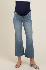 Blue Raw Hem Maternity Straight Leg Jeans