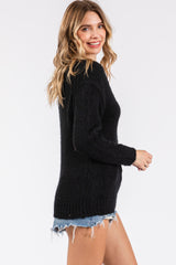 Black Lace V-Neck Sweater