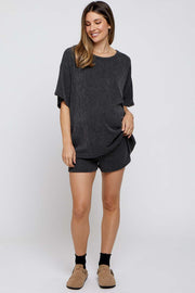 Charcoal Ribbed T-Shirt and Short Maternity Set