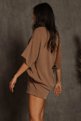 Mocha Ribbed T-Shirt and Short Set