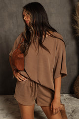 Mocha Ribbed T-Shirt and Short Set