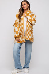 Yellow Checkered Plaid Maternity Oversized Cardigan