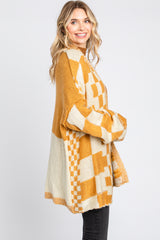 Yellow Checkered Plaid Oversized Cardigan