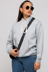 Heather Grey Basic Fleece Maternity Hoodie