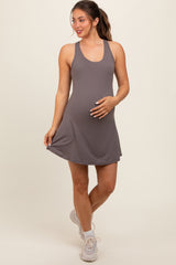 Mocha Tennis Racerback Maternity Romper Dress