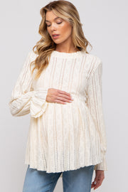 Ivory Lace Ruffled Neck Maternity Top