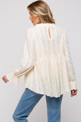 Ivory Lace Ruffled Neck Maternity Top