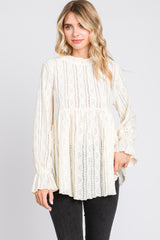 Ivory Lace Ruffled Neck Maternity Top