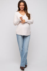 Ivory Fuzzy Soft Knit Maternity Sweater