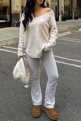 Ivory Fuzzy Soft Knit Sweater