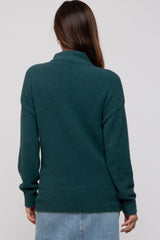 Teal Fuzzy Knit Mock Neck Maternity Sweater