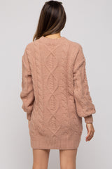 Camel Soft Knit Maternity Sweater Dress