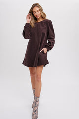 Dark Brown Corduroy Mini Dress