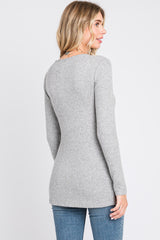 Heather Grey Ribbed Crossover Nursing Top