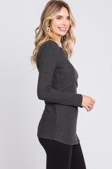 Charcoal Ribbed Crossover Nursing Top