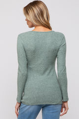 Mint Green Ribbed Crossover Maternity/Nursing Top