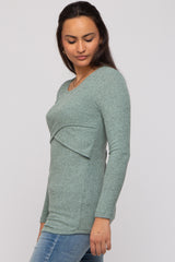 Mint Green Ribbed Crossover Nursing Top