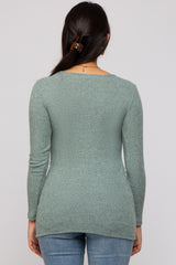 Mint Green Ribbed Crossover Nursing Top