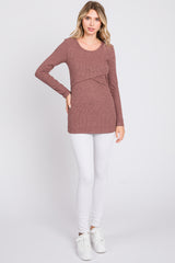 Mauve Ribbed Crossover Nursing Top