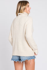 Cream Knit Zipper Pullover Sweater