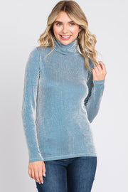 Teal Ribbed Turtleneck Top