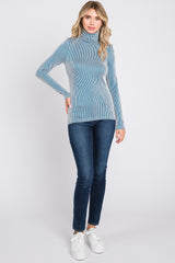 Teal Ribbed Turtleneck Top