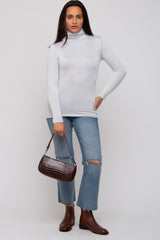 Grey Ribbed Turtleneck Top