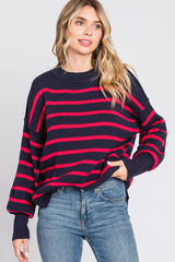 Navy Striped Long Sleeve Knit Maternity Sweater