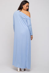 Light Blue Ribbed Sleeveless Dress Cardigan Set