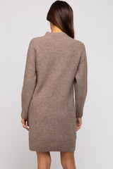 Mocha Mock Neck Maternity Sweater Dress