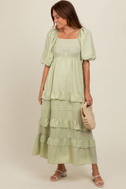 Sage Ruffle Tiered Maxi Dress