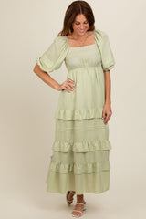 Sage Ruffle Tiered Maxi Dress