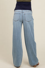 Light Blue Relaxed Wide Leg Maternity Jeans