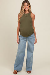 Light Blue Relaxed Wide Leg Maternity Jeans