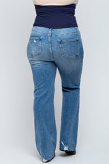 Blue Flare Leg Distressed Maternity Plus Jeans