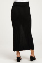 Black Ribbed Knit Wrap Maternity Maxi Skirt