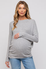 Grey Knit Long Sleeve Maternity Top