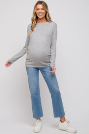 Grey Knit Long Sleeve Maternity Top