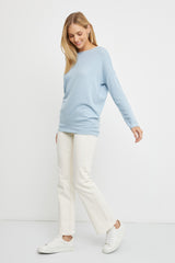 Light Blue Knit Long Sleeve Maternity Top