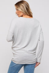 Heather Grey Knit Long Sleeve Maternity Top