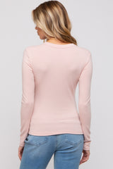 Peach Long Sleeve Maternity Top