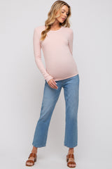 Peach Long Sleeve Maternity Top