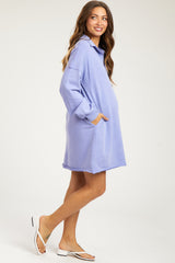 Periwinkle Collared French Terry Raw Edge Maternity Dress