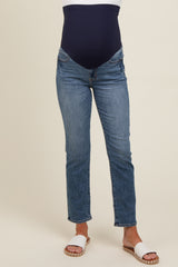 Blue Slim Straight Maternity Jeans